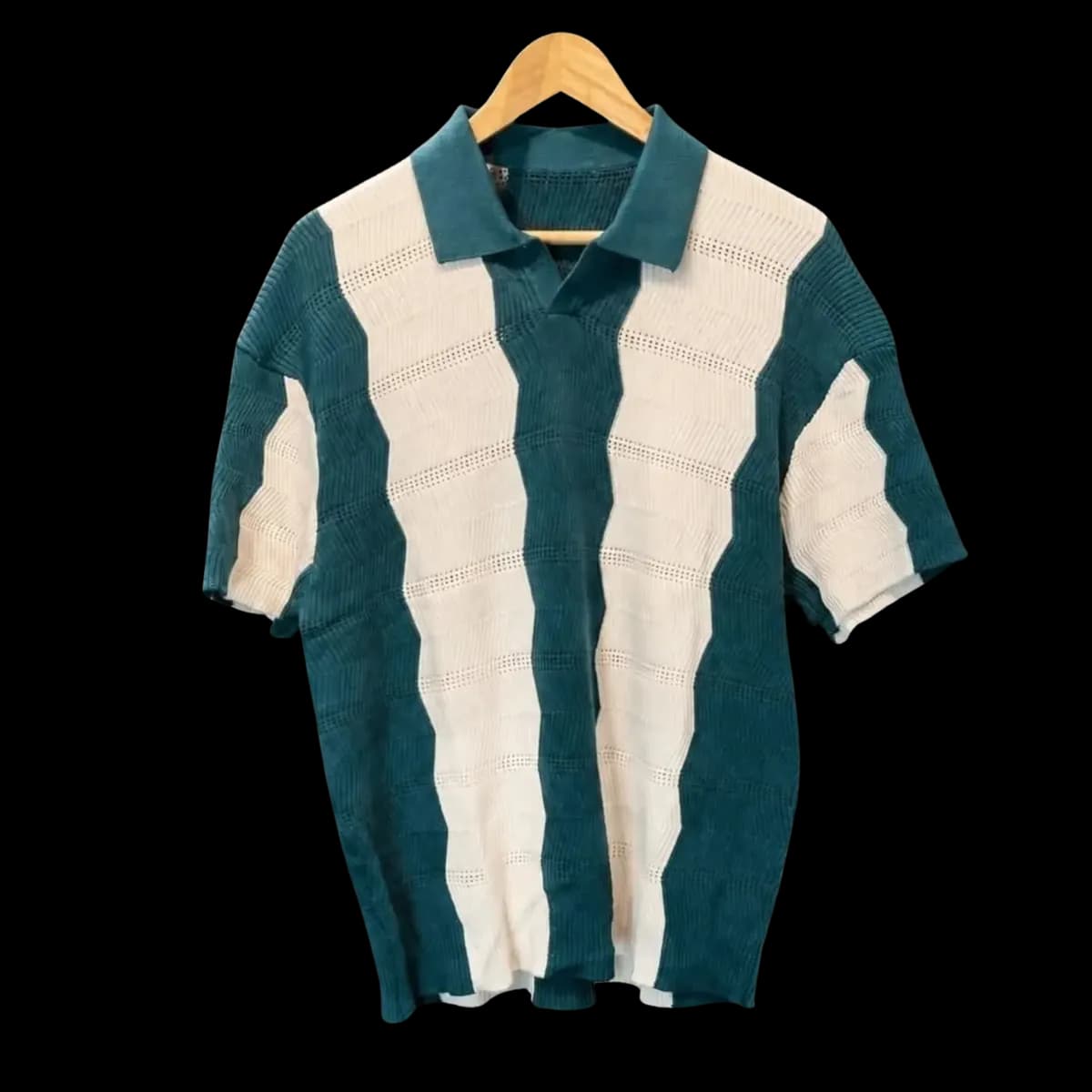 Premium Striped Knit Polo - green