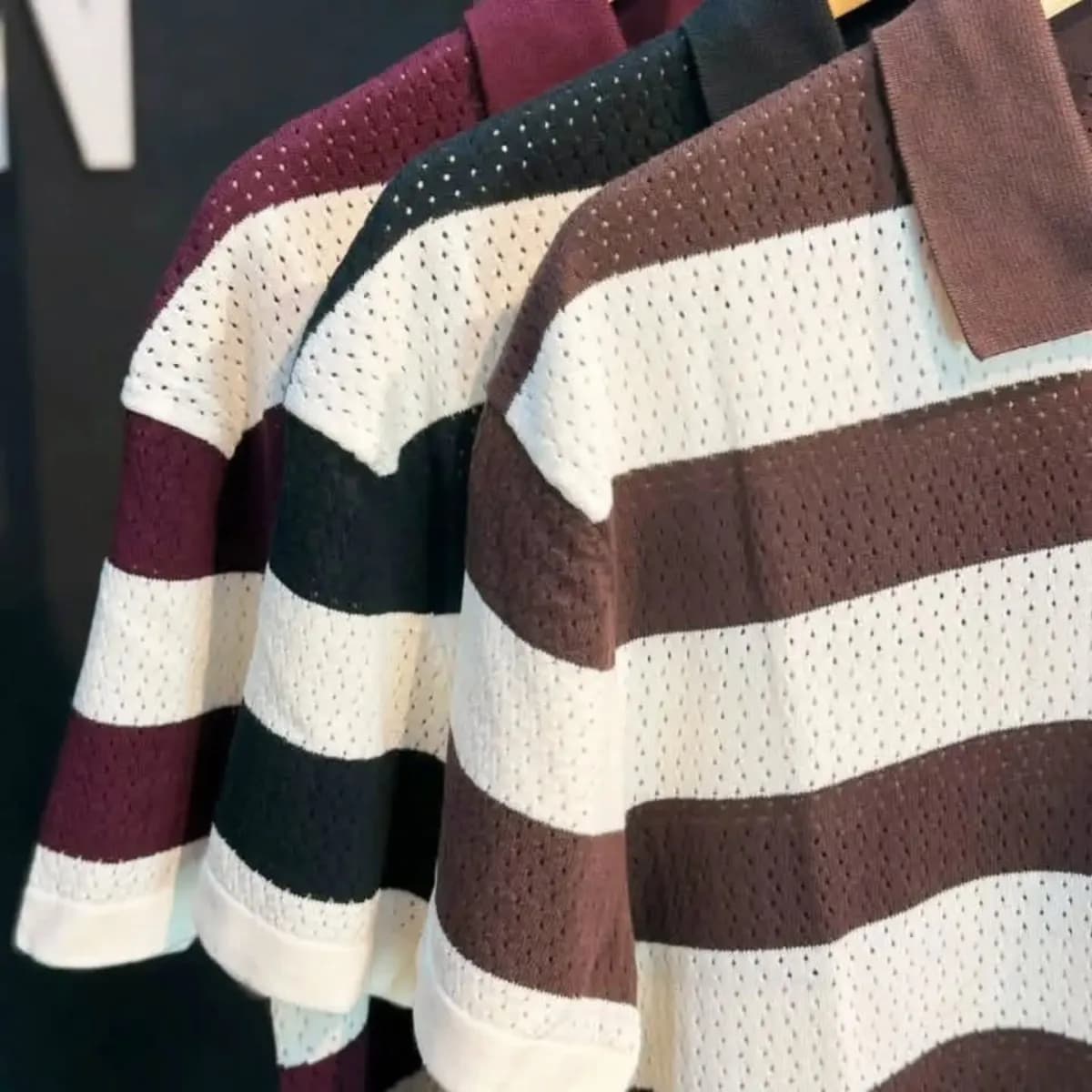 Premium Striped Knit Polo
