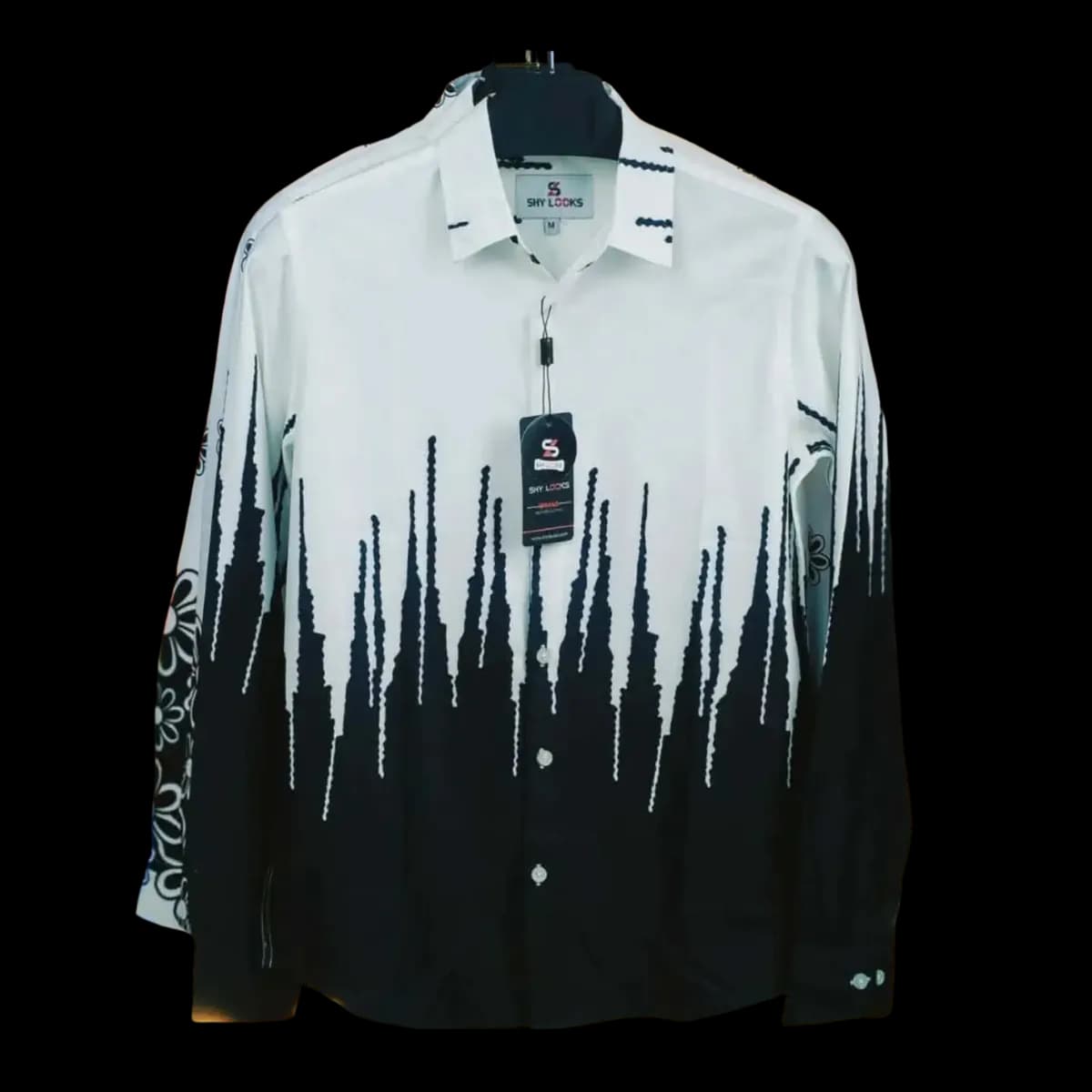 Stylish Floral Print Shirt black/white